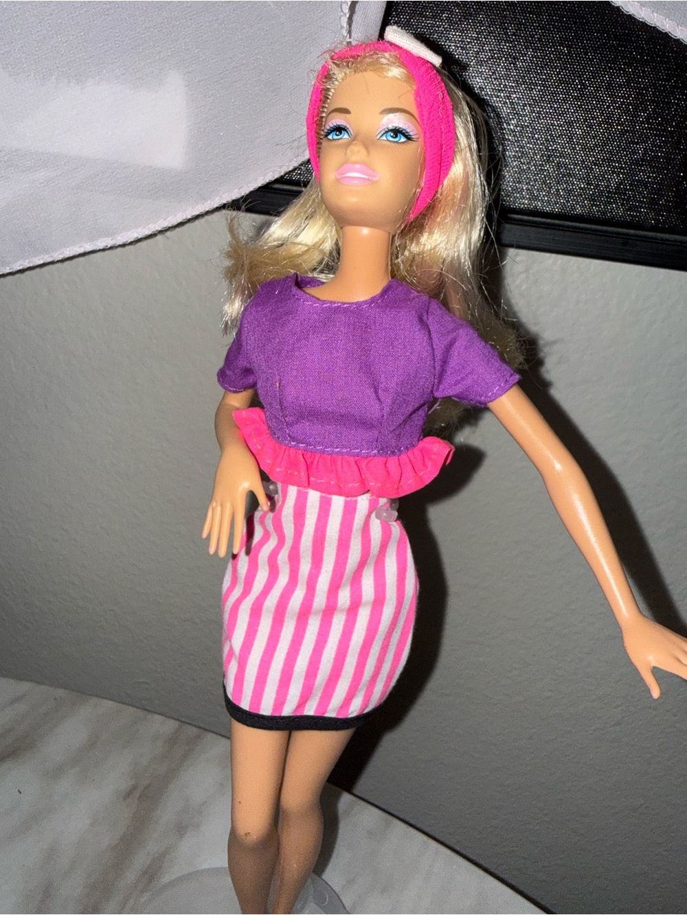 Barbie Mattel vintage 90’s bright colors 2 PC outfit & headband blonde doll bend